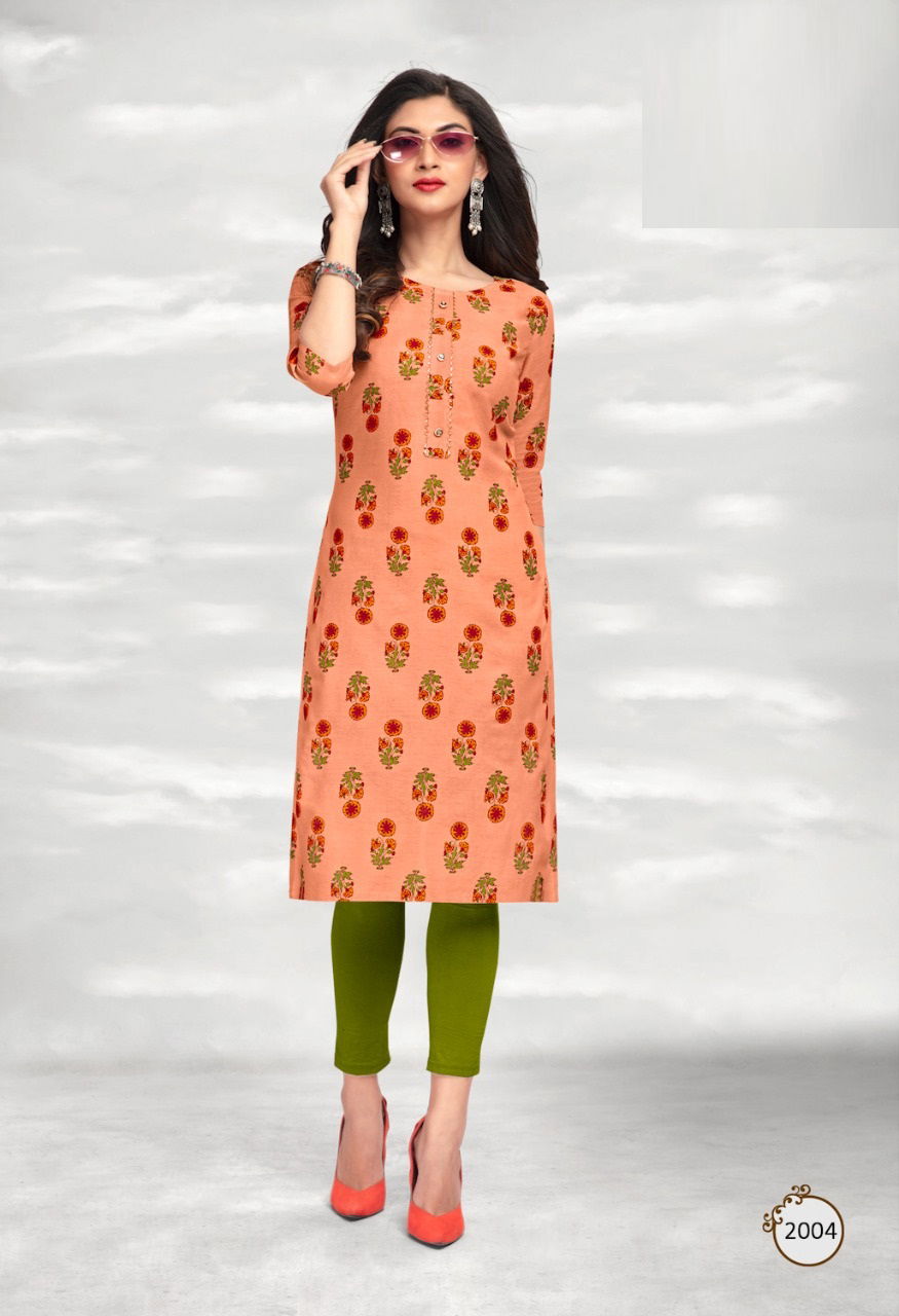 Traditional 2 Cotton Regular Wear Printed Designer Kurti Collection